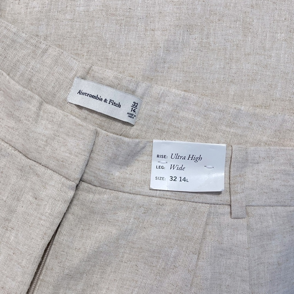 NWT Abercrombie & Fitch A&F Sloane Low Rise Tailored Linen-Blend Pant 32/14L - Picture 11 of 11